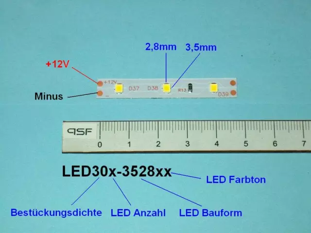 S3100 - LED Beleuchtung 50cm warmweiß je 5cm teilbar 30 LEDs Flex Häuser RC3528 3