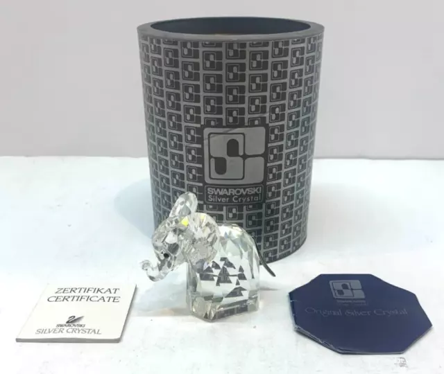 Swarovski Crystal Figurine Baby Elephant With Metal Tail, w/box