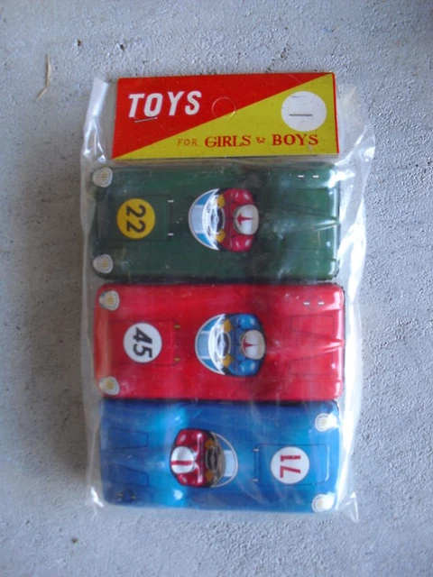 SET OF 3 Vintage 1950s JAPAN Tin Race Cars 4" Long SEALED $25.00 - PicClick