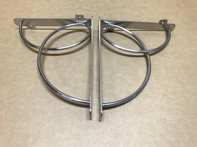 Vintage Pair Nickel Plated Metal Shelf Mantal Support Brackets Old 1531-23B