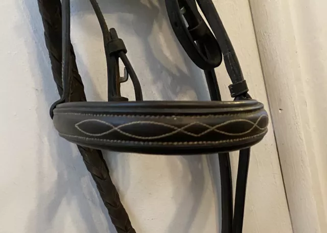 Fancy Stitch English Made Hunter Bridle With Fancy Stitch Reins - Horse Size