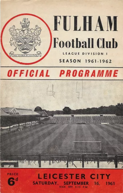 1961-1962 Fulham v Leicester City Division 1 Programme