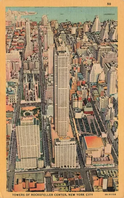 Postal Torres del Rockefeller Center Ciudad de Nueva York Nueva York Lino