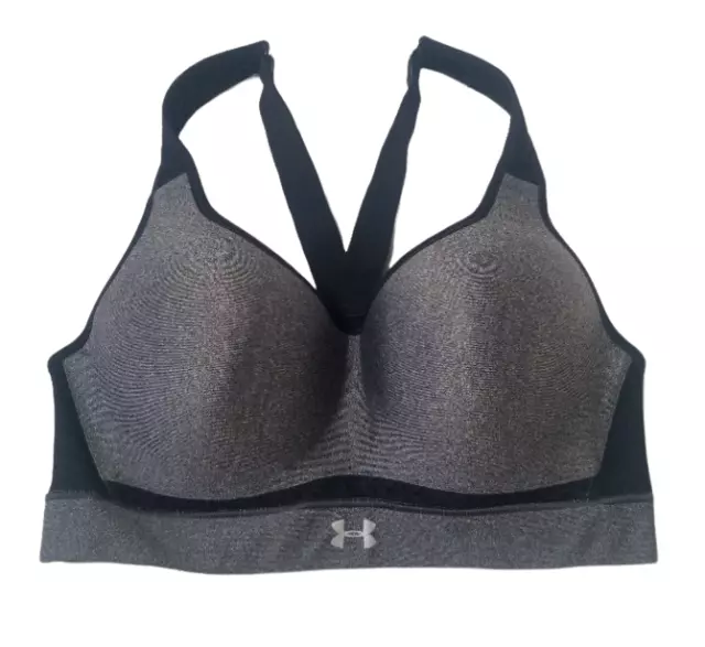 Under Armour Womens 34D Warp Knit High Impact Sports Bra Fitted Padded Gray