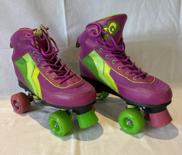 Rio Roller Grape Quad Roller Skates Purple & Green Retro Youth - UK Size 5 EU 38