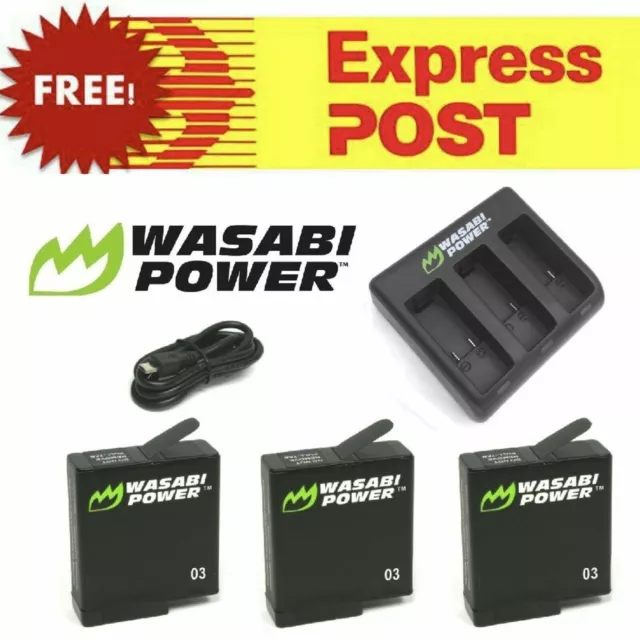 Wasabi Power Battery and/or Dual/Triple Charger Kit for GoPro HERO8 7 6 5 4 3+ 3 2