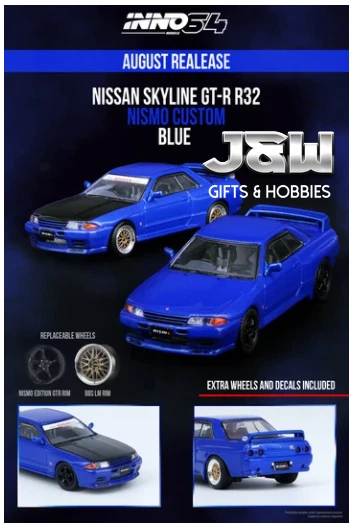 INNO64 NISSAN SKYLINE GT-R R32 Nismo Custom Blue w/ extra wheels and ...