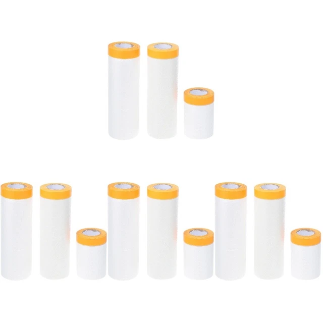 12 rotoli pellicola protettiva spray foglio di plastica assortito pittori nastro