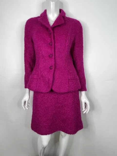 Vtg Christian Dior By John Galliano Aw1997 Pink Mohair Skirt Suit F40 Us8