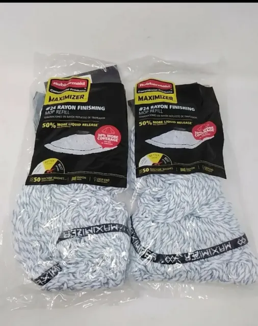 Rubbermaid Commercial products Maximizer #24 Rayon Finishing Mop Head Refill 2Pk