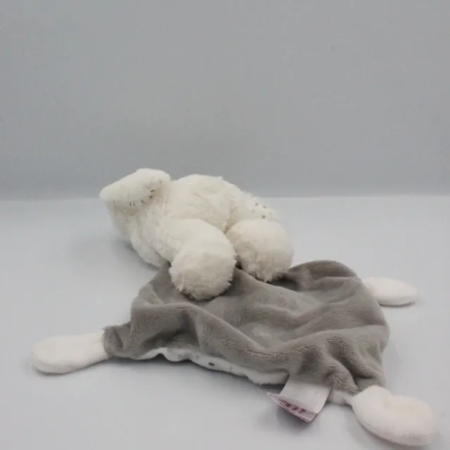 Doudou lapin blanc gris pois mouchoir POMMETTE - 21771 3