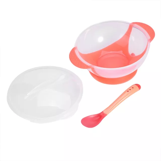 (pink)Baby Tableware Set Bright Color Suction Cup Bowl Safe For Newborn For