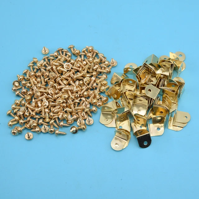100x Metal Angle Bracket Small L Shape Corner Brace with Screws Uinversal Use Ze