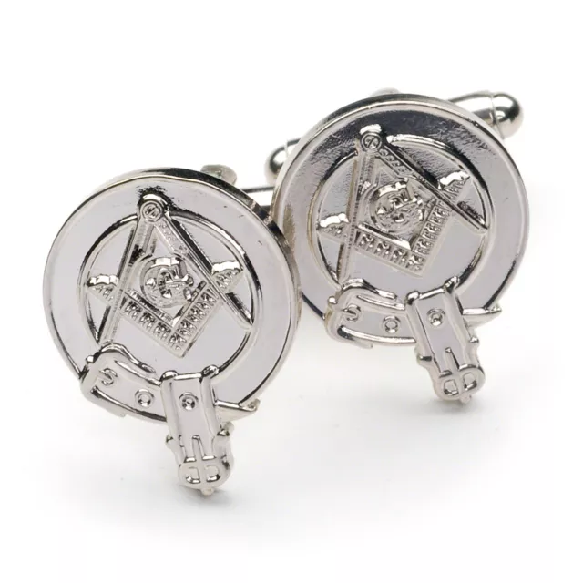 Stunning 3D Masonic Silver Scottish Clan Crested Belted Cufflinks