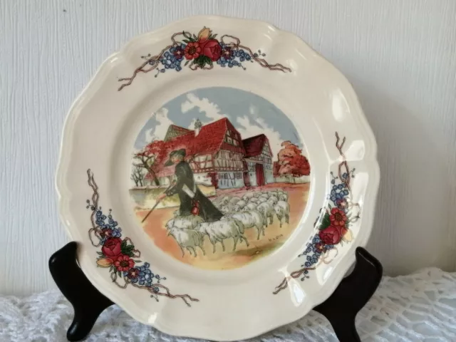 Ancienne Assiette A Dessert En Faïence Obernai (2)