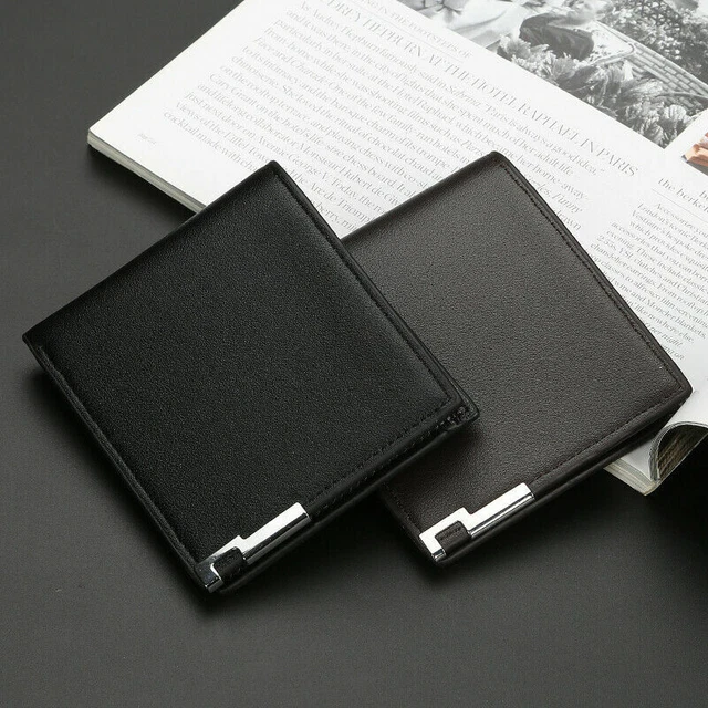 Mens Leather Wallet Slim Money Purse Bifold RFID Front Pocket Credit Card Holder