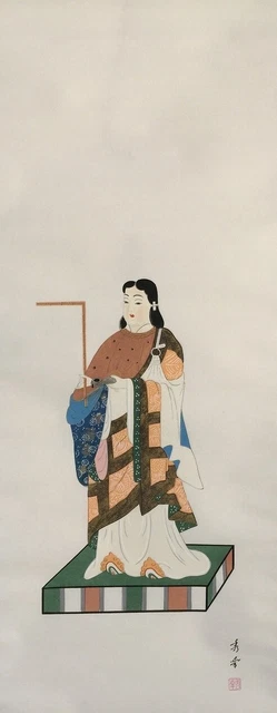 E0010 Japanese Hanging Scroll KAKEJIKU Vintage Hand Paint Paper Prince SHOTOKU