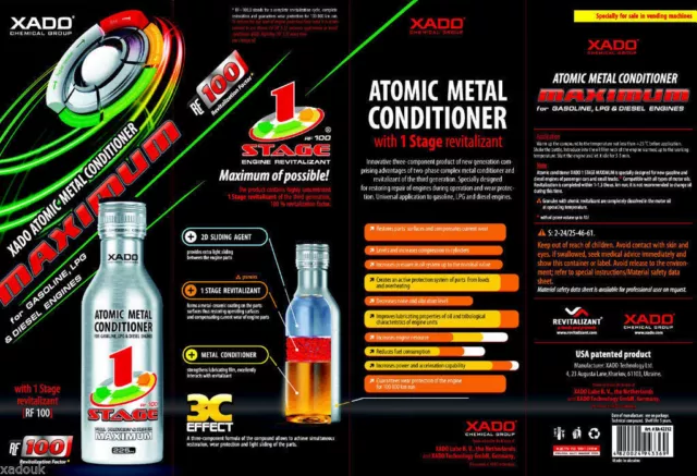 XADO Motoröl Additiv 1 Stage Maximum Motor Reparatur & Verschleiß Schutz Patent 2