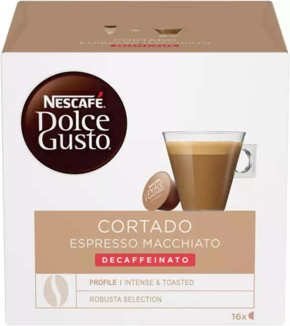 Cortado Espresso Macchiato Decaffeinato Caffè, 3 Confezioni Da 16 Capsule, 48 Ca
