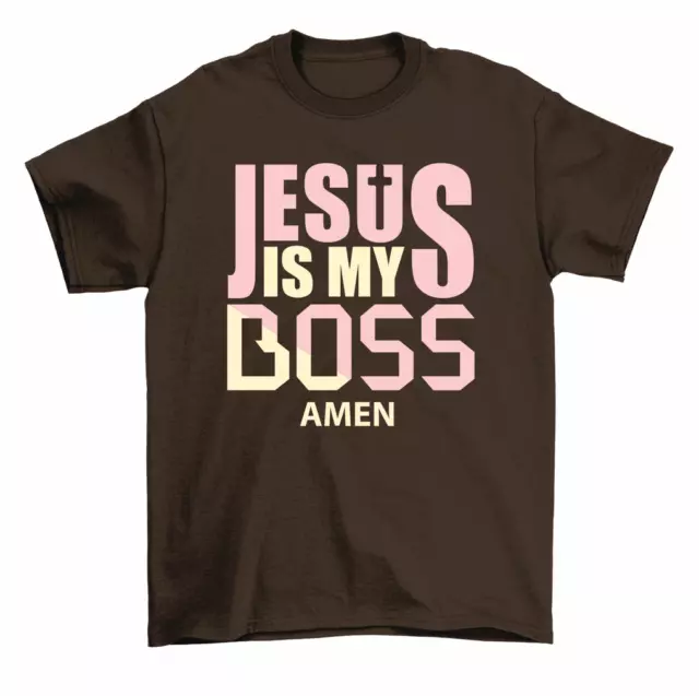 Jesus Is My Boss Amen T-Shirt Christian Faith Tee Men Women Unisex