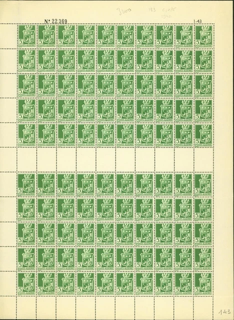 Algeria 1942- French Colony - MNH. Yvert Nr.: 183. Sheet of 100(EB) AR1-00287