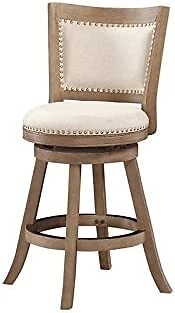 Boraam Melrose Counter Stool 24" 1-Pack Driftwood Wire-Brush Ivory Wire-brush