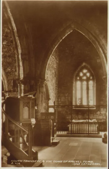 south transept & tomb .iona cathedral  (real photo card ) valentines card