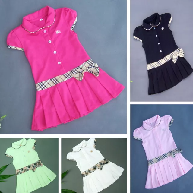 New Baby Toddler Girls Polo Short Sleeves Dresses Size 0,1,2,3,4,5,6,7,8,9 years