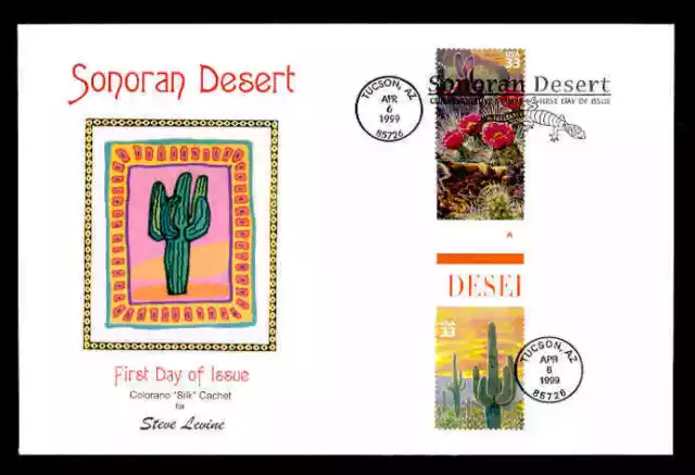 Sonoran Desert Press Sheet First Day Cover - Horizontal Gutter Pair