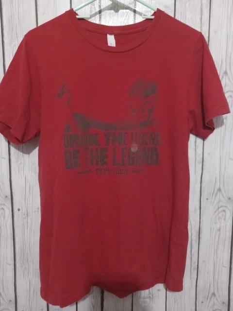 Canvas Santa Fe Brewing Company Red T-Shirt Pepe Loco Luchador Medium Dad Gift