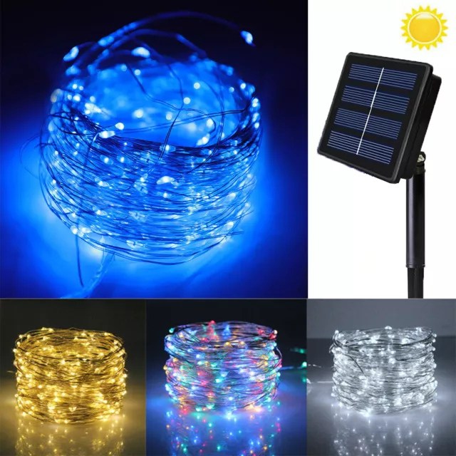 LED Solar String Lights Waterproof Copper Wire Fairy Christmas Garden Outdoor UK