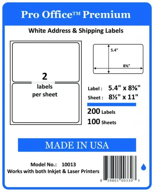 200 Pro Office Premium Round corner Self Adhesive Blank Shipping Labels 2/Sheet