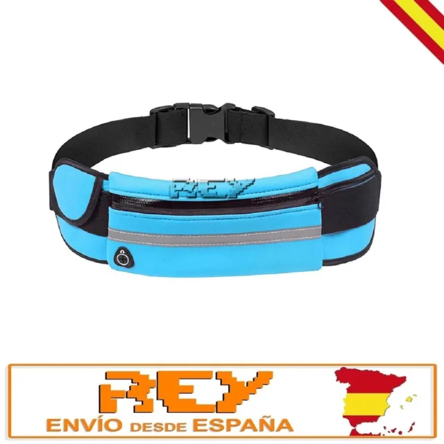 Riñonera Deportiva Elastica Impermeable Cinturón Bolsa Running Sport Azul d475