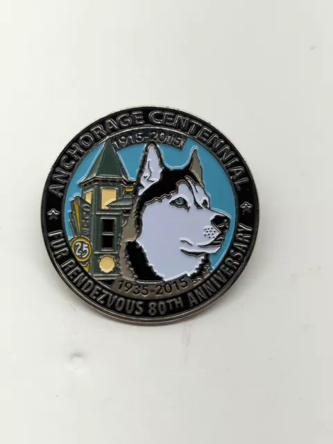 1915-2015  Anchorage Alaska Fur Rondy Rendezvous 80th Anniversary Husky Pin