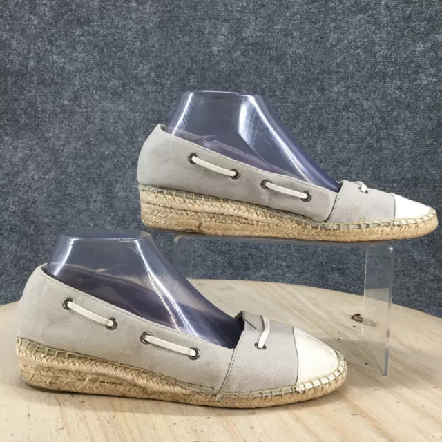 LifeStride Shoes Womens 8.5 Wide Roper Espadrille Wedge Slip On Gray Fabric