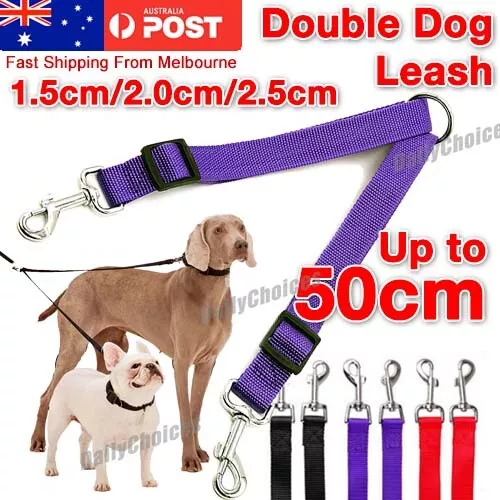 Duplex Double Dog Coupler Twin Dual Lead 2 Way Two Pet Dogs Walking Safety Leash