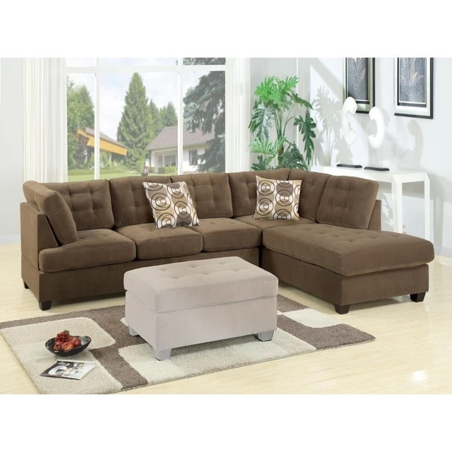 Luxurious And Plush 2-Piece Corduroy Sectional Sofa In Brown Americana