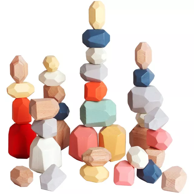 36Pcs Stacking Balancing Stone Colorful Wooden Building Blocks Balancing🧃