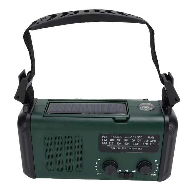 SOLAR HAND CRANK Radio 10000mAh Battery FM NOAA Weather Radio With ...