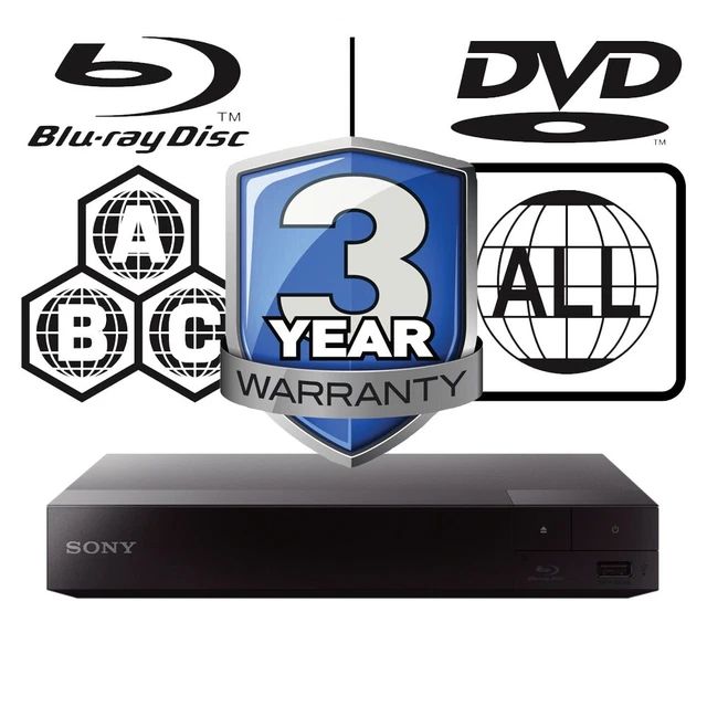 Sony Blu-ray BDP-S3500 Player Multi Region All Zone Code Free BDPS3500B