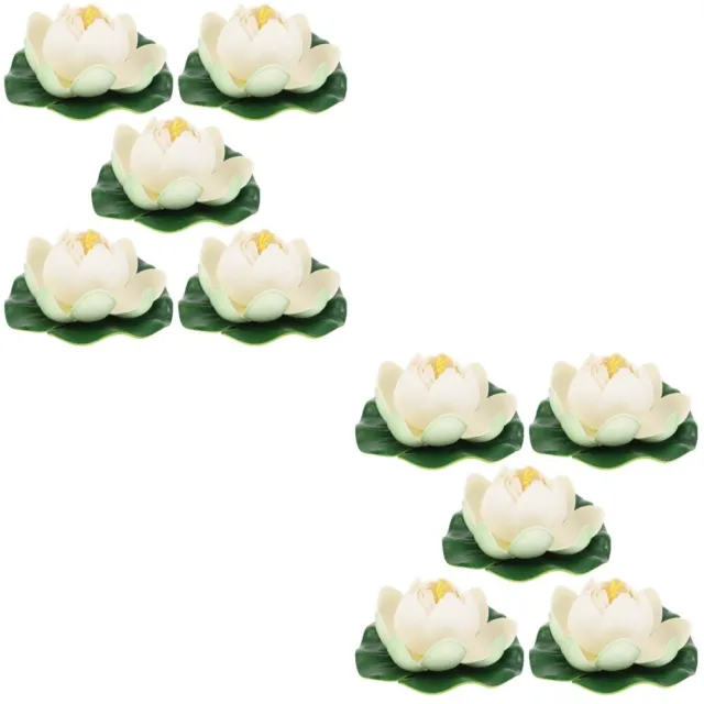 6pcs Lotus artificiel imperméable à l'eau petit Lotus nénuphar pad étang  piscine décoration