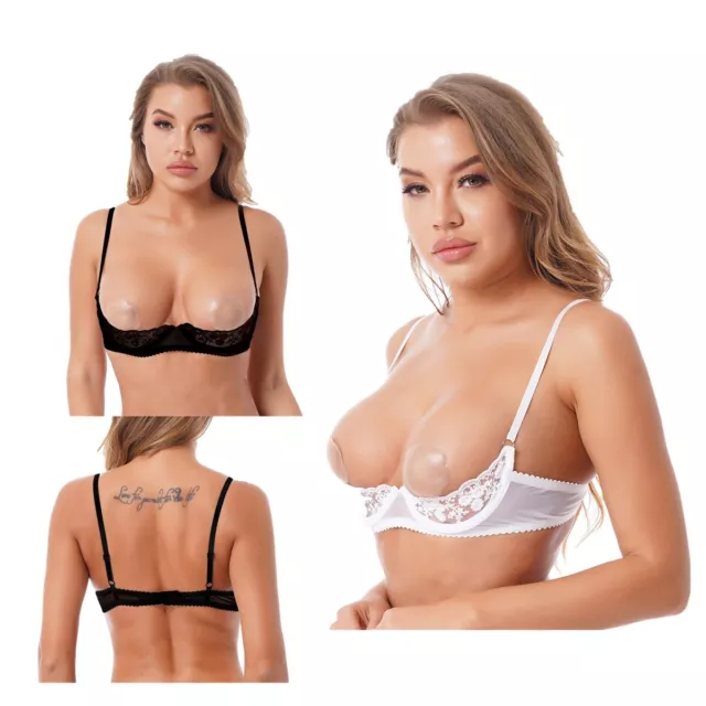 Damen Hebe BH Spitze Sexy Bustier Lingerie Bikini Erotik Reizwäsche Dessous Tops