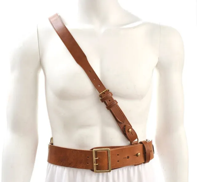 Sam Browne Belt with Shoulder Strap Brown Leather WW1 will fit 42"- 45"