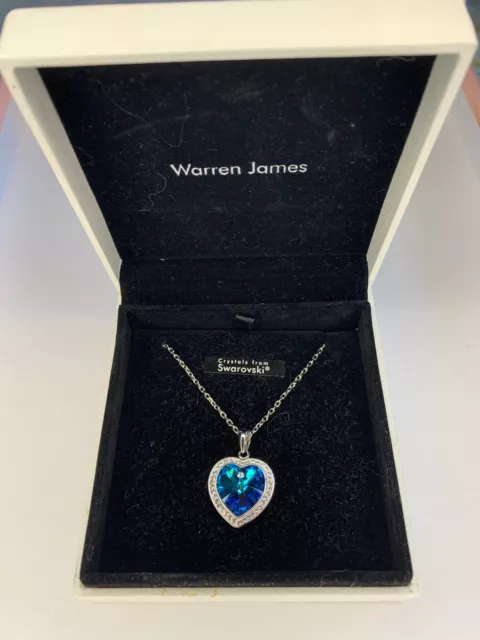 Swarovski Crystal blue heart Warren James necklace