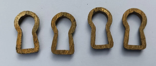 4x Vintage Solid Brass Insert Keyhole Cover Escutcheon # Lot 7