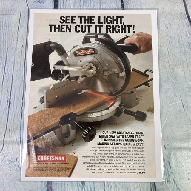 VINTAGE 2001 CRAFTSMAN Miter Saw Laser Trac Print Ad Magazine