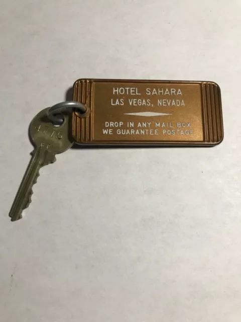 Hotel Sahara & Casino Motel Room Key Fob with Key Las Vegas Nevada #4715 RARE