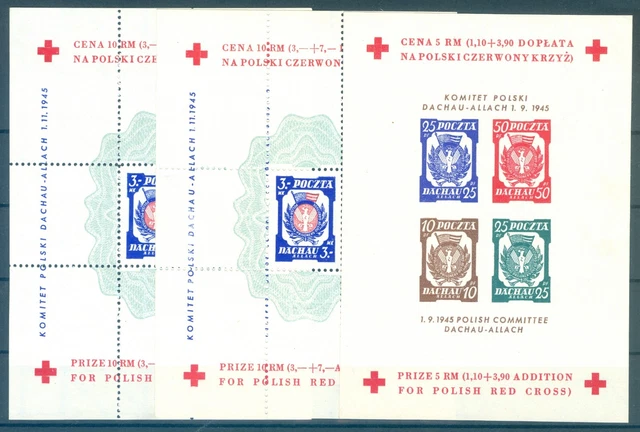 POLEN POLSKA STADTPOST DACHAU -ROTES KREUZ- TOP-LOT von 9 Blöcken, L@@K!!