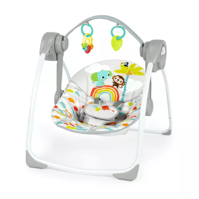 Bright Starts Playful Paradise Portable Compact Baby Swing with Toys, Unisex New