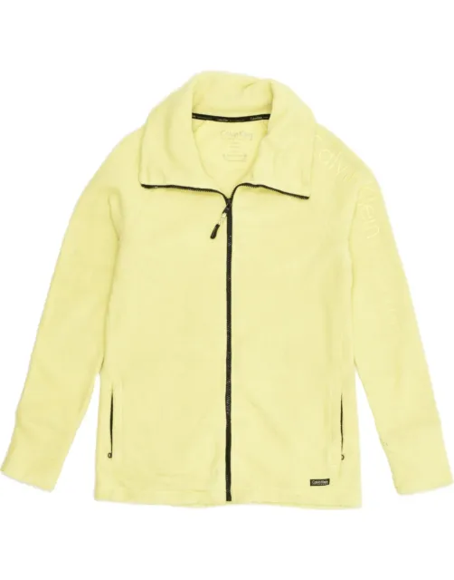 CALVIN KLEIN Womens Graphic Fleece Jacket UK 12 Medium Yellow Polyester GY10
